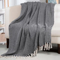 HOMADORN All Season Cotton Weaved Throw Blanket for Bed/Sofa 50x70 INCHES (Black) Kafalo