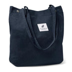 PALAY Corduroy Tote Bag for Woman Men, Large College Dark Blue