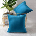 Khooti Velvet Cushion Cover, 24X24 Inches | Sea Blue | Pack of 2 | Solid Plain Soft & Smooth, Decorative Cushion Covers for Living Room, Bedroom, Couches, Chairs, Sofas, Beds & Home Decor