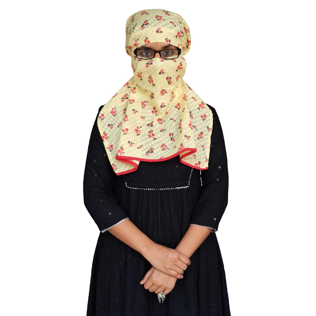 Switchon Rayon Mill dye Innovative scarf Hijab for Women with closer Hook and Loop Tape size adjustable -Scoty Scarf (Yellow Red)