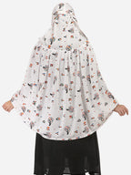 7 season's Cotton Long Scarf Cum Mask Universal Size Usable for vehicle Driver for sunlight UV protection White Printed Design For Girl & Women (ABCD - L)