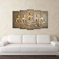 VIBECRAFTS 5 Pieces Buddha In Thailand Temple Canvas Wall Painting For Home|Office|Living Room|Gift (PTVC5Pcs2_6510)