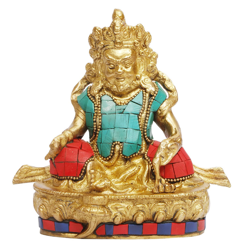 ARTVARKO Brass Kuber Murti Lord of Treasure Wealth Maharaj Kuber Statue for Tijori Locker Money Safe Kubera Idol 5.5 Inch Multicolor