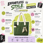 HOMELYA Explore Cotton Tote Bag for Women | Spacious Lightweight Shoulder Handbag for Office | College & Travel | Stylish Everyday Carry Bag (Olive)