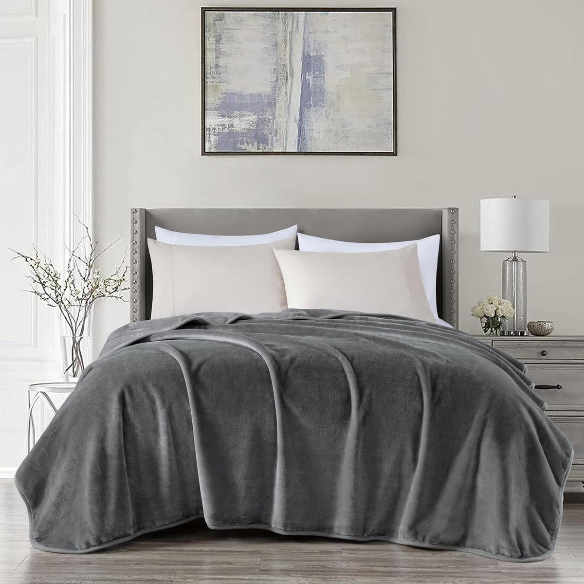 BSB HOME® Mink Blanket for Double Bed 1.9 kg Blanket | Ultrasoft & Lightweight Solid Blanket for Winter & Mild Winter Sofa, Couch - Double, 90x88 inches - 1.9 kg | Grey & Silver Kafalo