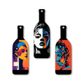 Artvibes Modern Abstract Art Portrait Decor Bottle shaped Wooden Wall Hanging | Living Room | Wall Art Paintings | Wall Poster | Handcrafted Art | Artworks Hangings | Ideal Gifts (WH_9509N), Set of 3