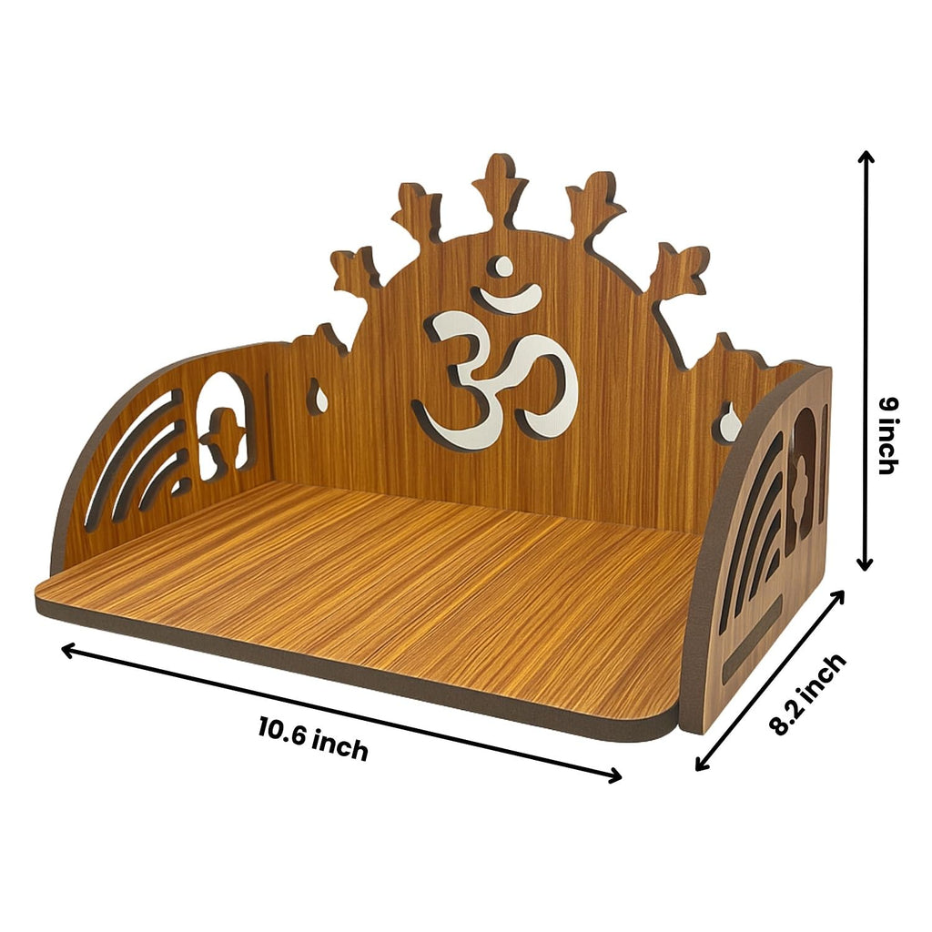 HOMEWEY DECOR Wooden Home Temple Handcrafted Support Heavy Idols Luxurious Finish Pooja Mandir for Home & Office Wall Mount for Room (Design8)
