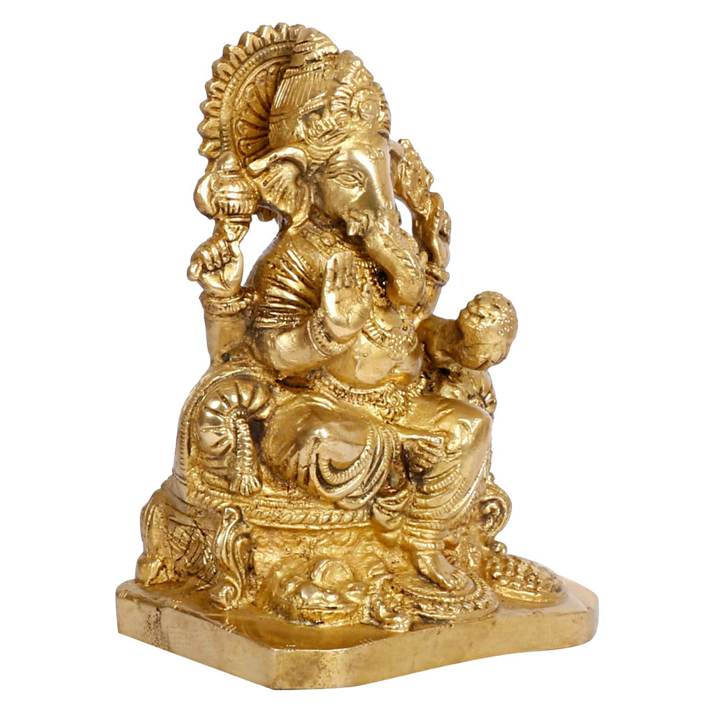 Svarup Brass Ganesha Idol for Home Décor Ganesh Lord Ganpati Statue Showpiece Diwali Pooja Vastu Office Gifts Height 6.75 Inch