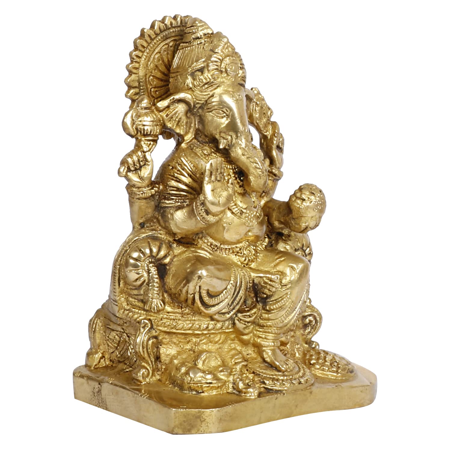 Svarup Brass Ganesha Idol for Home Décor Ganesh Lord Ganpati Statue Showpiece Diwali Pooja Vastu Office Gifts Height 6.75 Inch