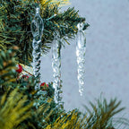 IndianShelf 20 Clear Glass Christmas Ornaments for Tree- Teardrop Icicle Ornaments- Chandelier Crystals Replacement Drops- Christmas Decorations- Raindrop Decorative Hanging Ornaments Centerpieces