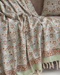 DMAASA Boho Floral Heritage Print Sofa Throw (50x70 Inches) with 2 Pcs Cushion Cover(16x16 Inch) Soft Lightweight Thrower for Couch, Living Room & Bed (Pack of 3) Kafalo