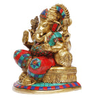 SVARUP Brass Ganesh Idol Statue Murti God Ganesha Vinayak Ganpati Sitting Sculpture Bhagwan Height 8 Inch