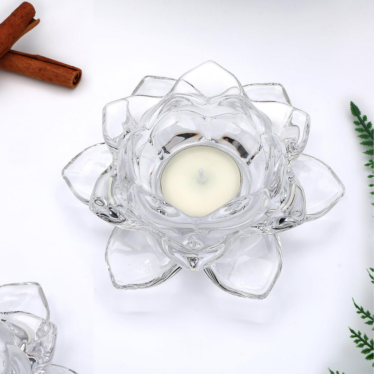 Home Brilliant Tealight Candle Holder Glass Votive Candle Holders, Lotus Tealight Candle Holder for Wedding Table Centerpieces, Party and Home Decor