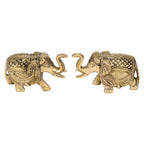 ARTVARKO Brass Idol Murti Elephant Set of 2 for Hall Restaurant Galleria Living Room Office Indoor Outdoor Feng Unique Gift Item Shui Vastu Corner