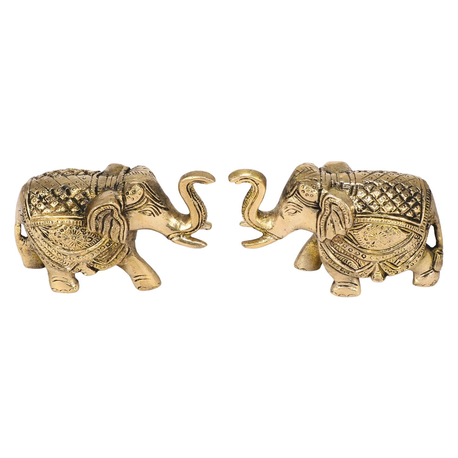 ARTVARKO Brass Idol Murti Elephant Set of 2 for Hall Restaurant Galleria Living Room Office Indoor Outdoor Feng Unique Gift Item Shui Vastu Corner