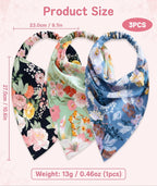 Chuppinz 3Packs Bandanas For Women, Boho Triangle Headbands, Floral Bandanas Headscarf Chiffon Hairbands Elastic Hair Scarf Boho Headbands Hair Accessories For Women Girls