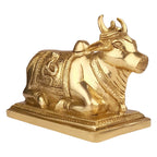 ARTVARKO Shiv Ji Parvati Vehicle Nandi Bull Statue Brass Idol Shiva Devotee Seated Sculpture Showpiece Decorative Home Décor Office Temple (8x3,5x5 Inches 2.5 Kg)