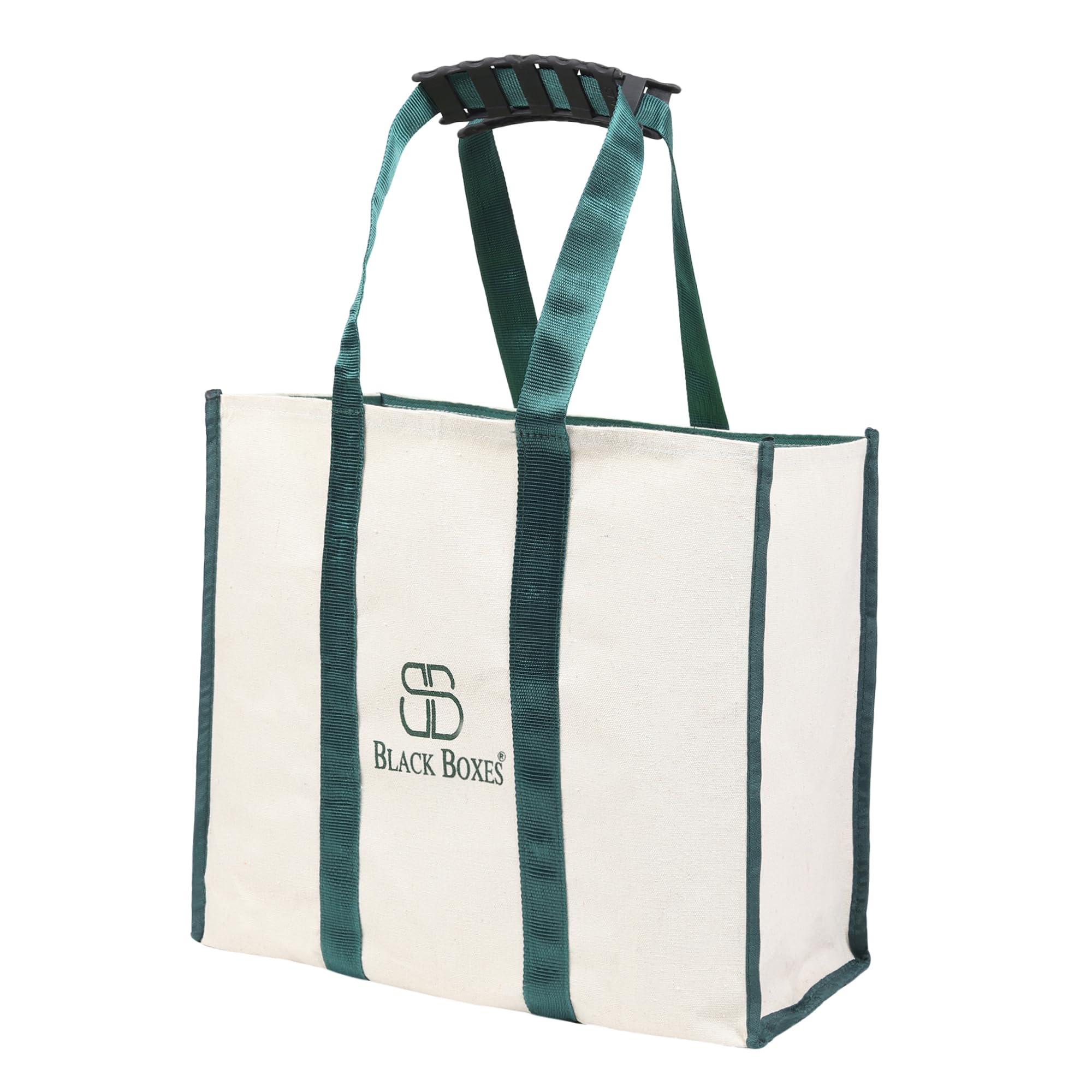 BLACKBOXES Big Eco Cotton Canvas Shopping Bags for Carry Milk Grocery Fruits Vegetable with Reinforced Handles jhola Bag - Kitchen Essential (Pack of 1)