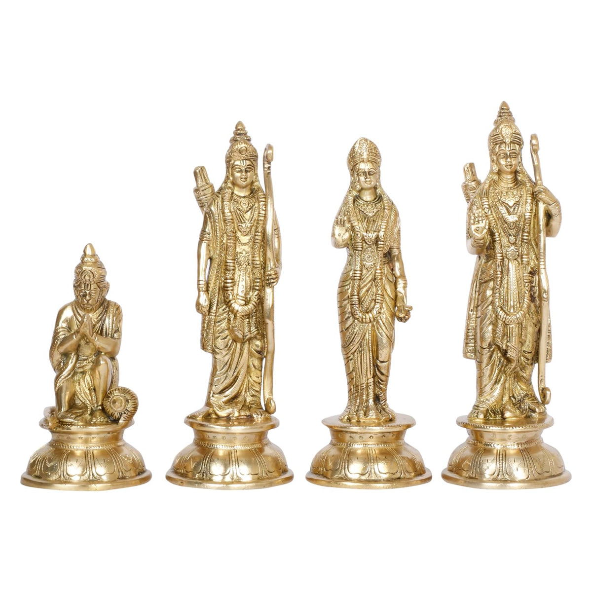 SVARUP Brass Lord Rama Family Ram Darbar Ram, Sita, Laxman, Hanuman for Home Office Pooja Decor Gift Decor (Gold Color Height 9 Inches)