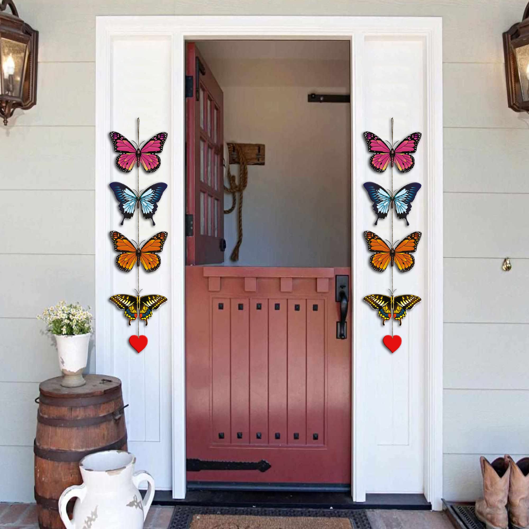 Artvibes Gorgeous Colorful Butterflies Decorative Wall Hanging Ornaments | Wood Decorative Items | Modern Decoration | Artwork | Festive Decor | Wall Art Print | Unique Gift Items (WH_5202N), Set of 2