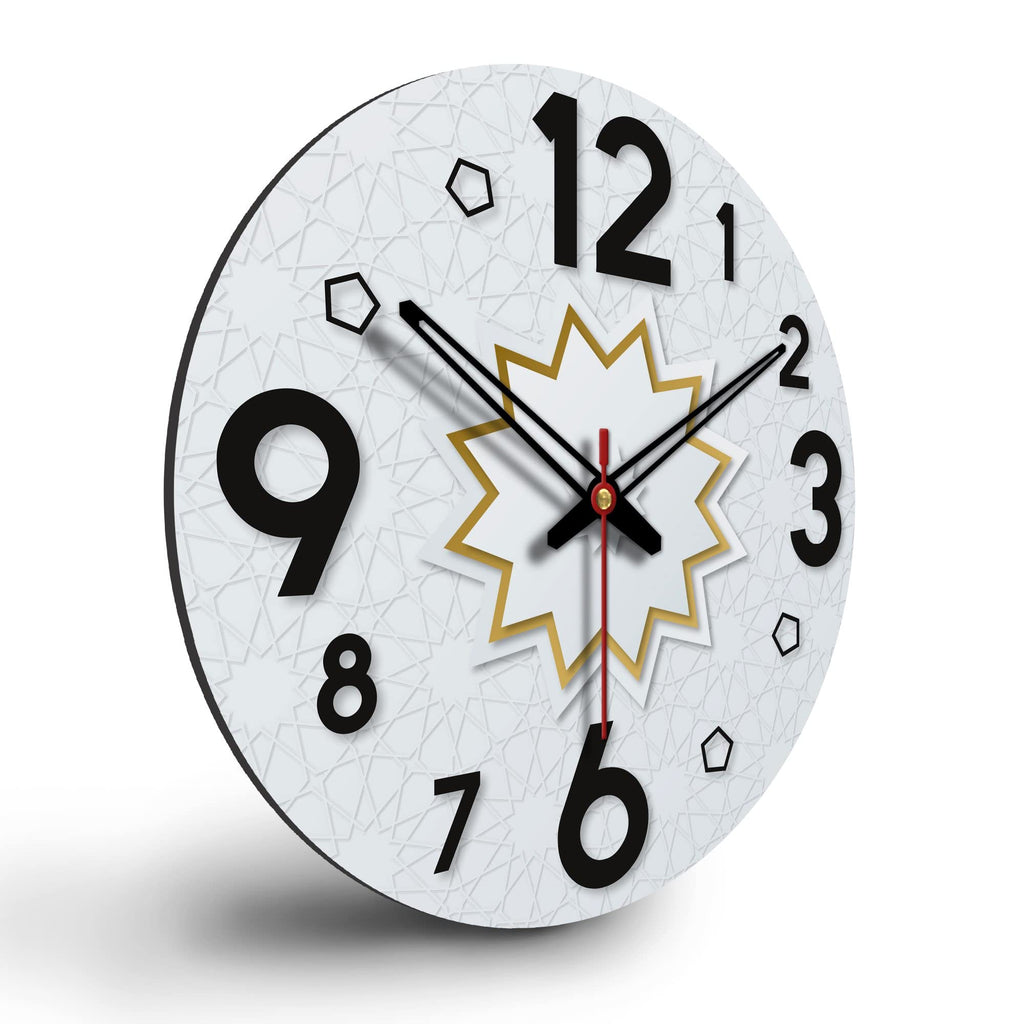 VIBECRAFTS Star Shape Pattern Wooden Wall Clock for Home Decor | Office | Livingroom, Bedroom | Cafe | Gifts (WWCVC1Pcs_15059)