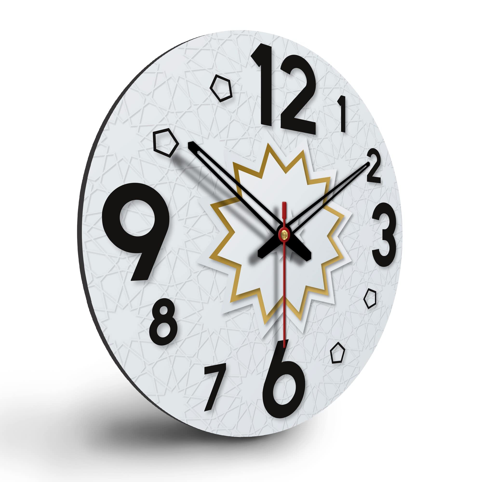 VIBECRAFTS Star Shape Pattern Wooden Wall Clock for Home Decor | Office | Livingroom, Bedroom | Cafe | Gifts (WWCVC1Pcs_15059)