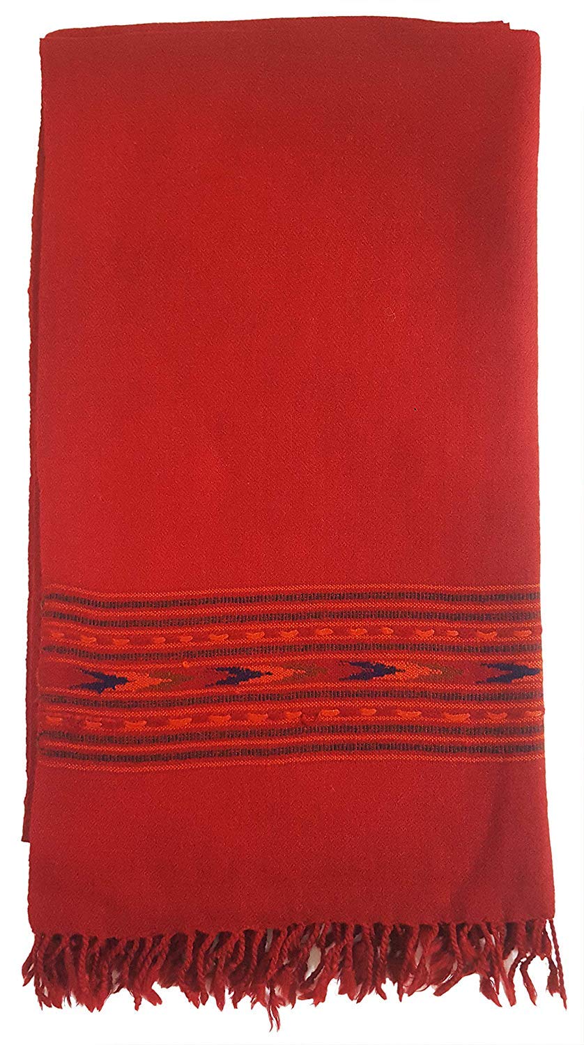 ARUNA Unisex Wool Kullu Shawl (Red)