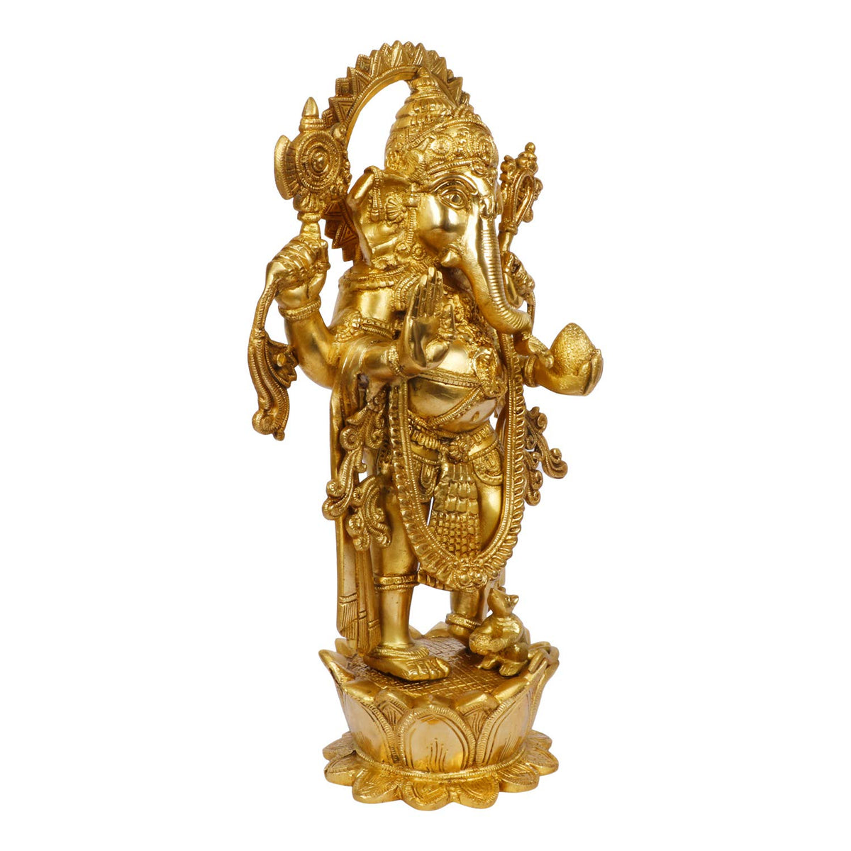 SVARUP Brass Ganesha Idol for Home Decoration Ganpati Statue Murti for Gift Height 16 Inch Weight 8 Kg Color Gold