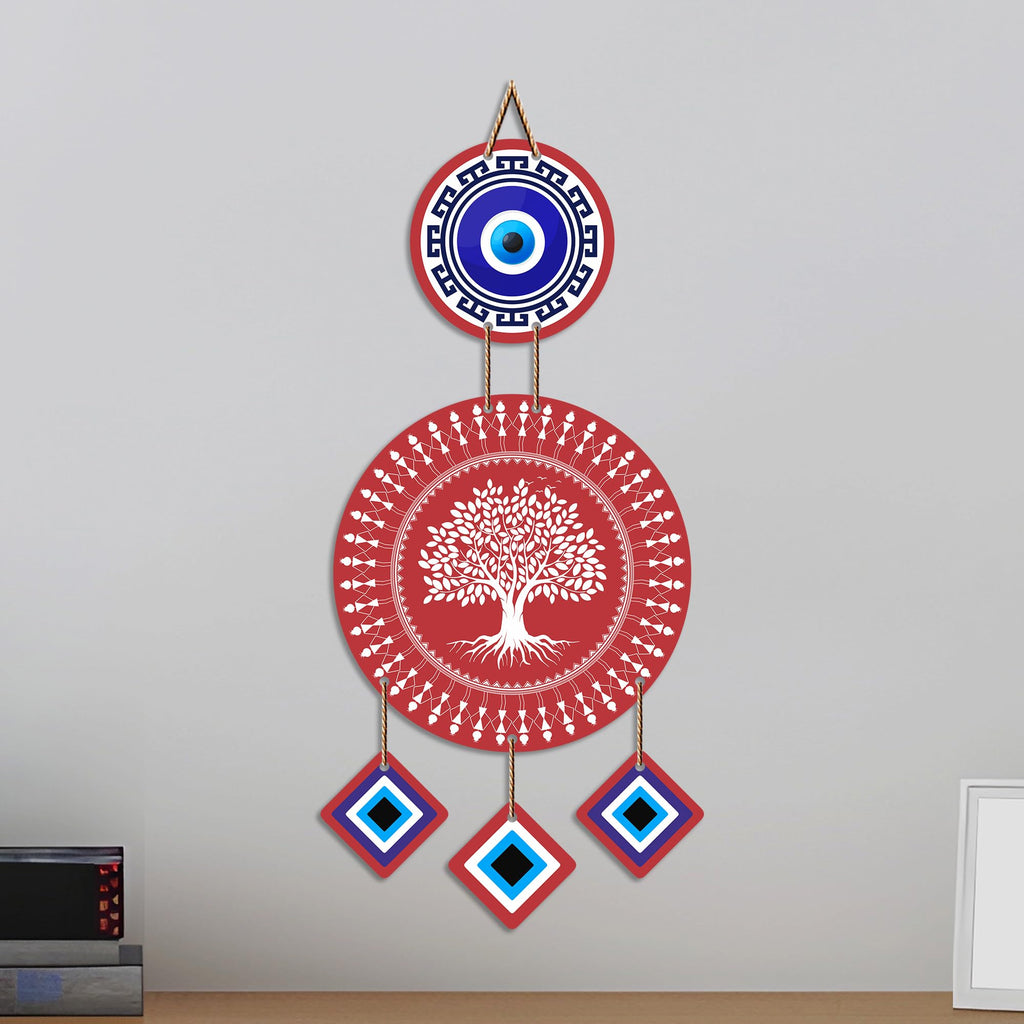 Artvibes Tree of Life Evil Eye Wall Hanging for Home Entrance Decor | Nazar Battu Protection Hanging for Living Room Bedroom Office | Vastu Positive Energy MDF Decorative Gift (WH_85122N)