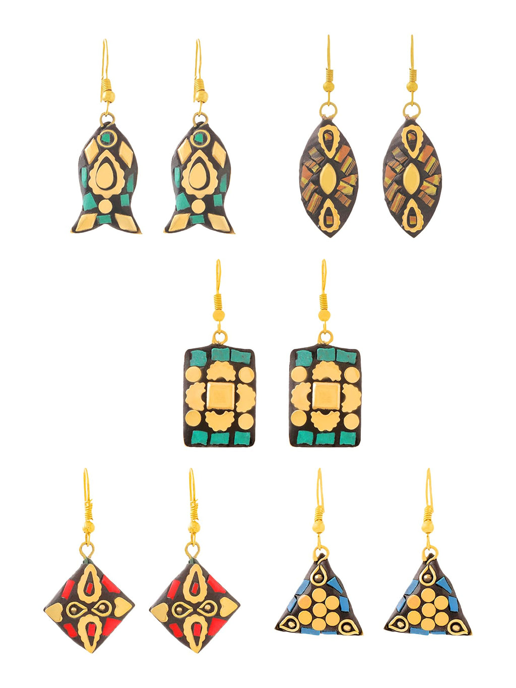 ​Qiroko Boho Charm Collection | Ethnic Traditional Handmade Tibetan Combo Earrings Set For Women And Girls | Multi-Colour | Anniversary Birthday Gifts