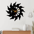 VIBECRAFTS Sun Flames Wooden Wall Clock Wood Wall Clock for Home Decor, Office, Living Room, Bedroom, Cafe's, Gift (WWCVC1Pcs_10008N)