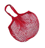 MSK Looms Eco Friendly Light Weight Cotton Net String Bag with Short Handle, Reusable Produce Bag for Fruits and Vegetable - Red