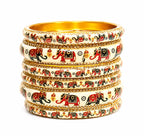 Swara Creations Meenakari Handmade Rajasthani Chudi Elephant design | Bangles Set for Women Bridal Wear