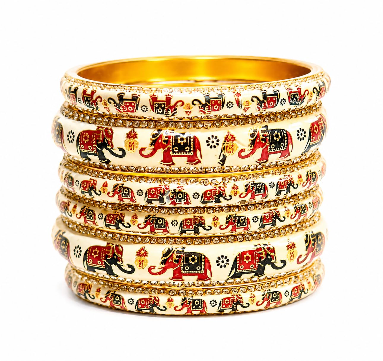 Swara Creations Meenakari Handmade Rajasthani Chudi Elephant design | Bangles Set for Women Bridal Wear