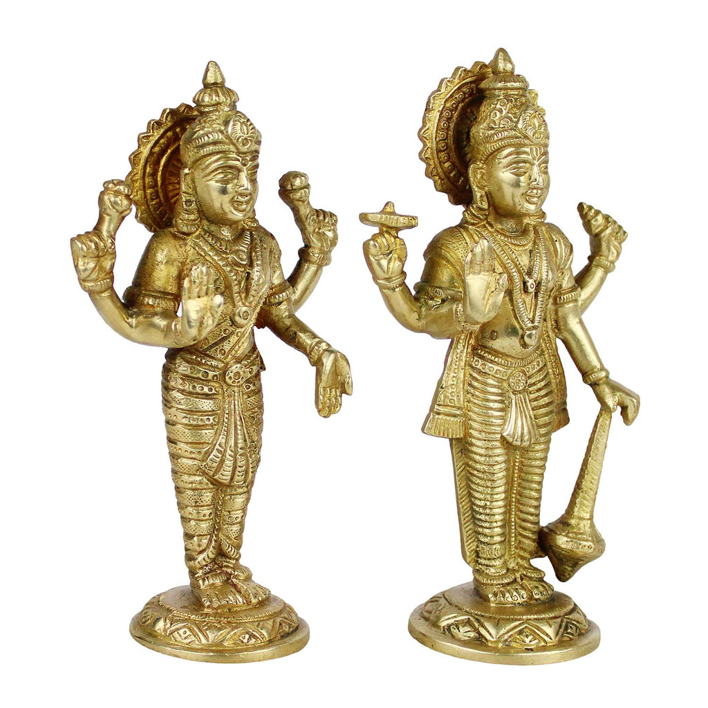 ARTVARKO Brass Lord Bhagwan Vishnu Narayan Lakshmi Laxmi Statue Idol Murti for Office Home Decor Mandir Puja 7 Inches.