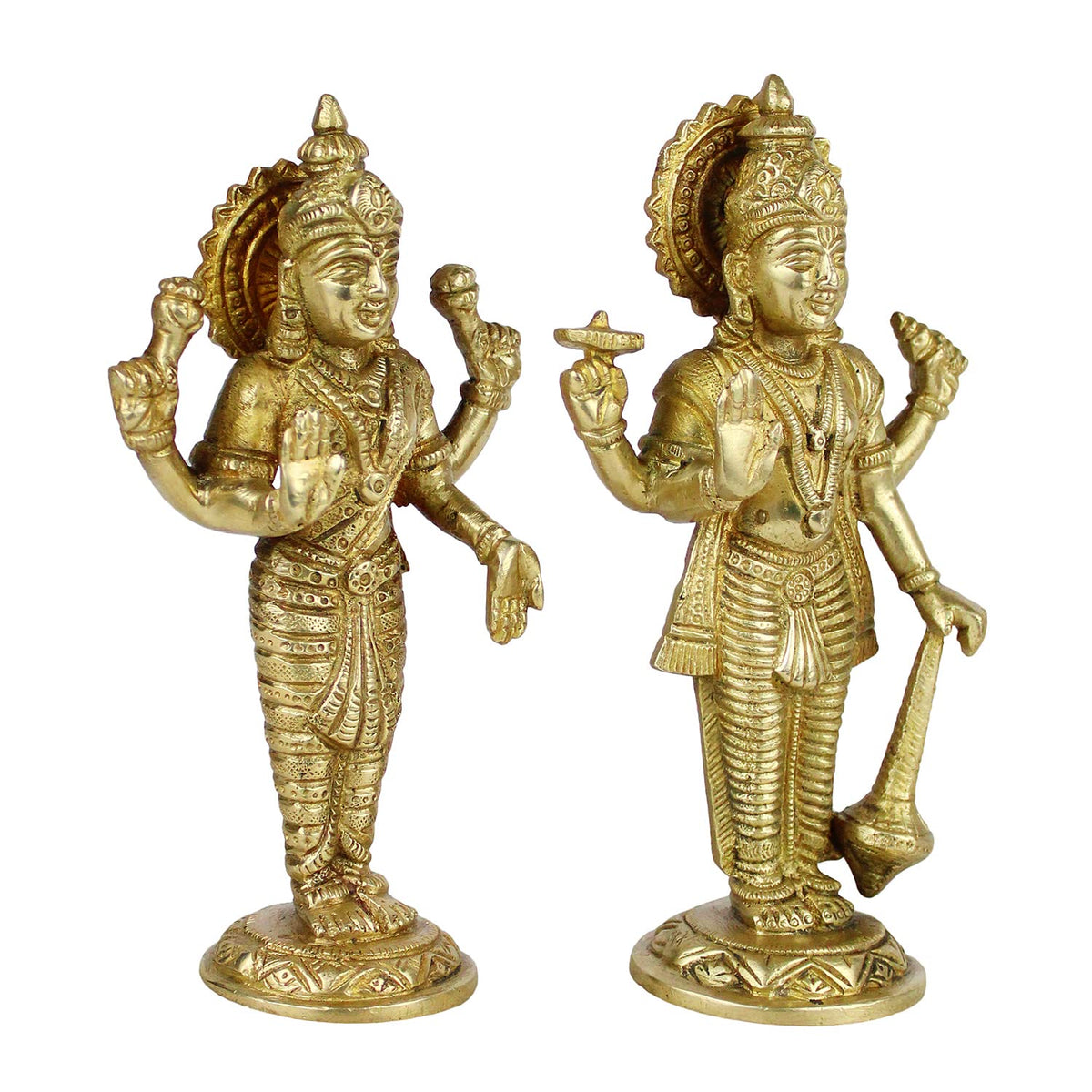 ARTVARKO Brass Lord Bhagwan Vishnu Narayan Lakshmi Laxmi Statue Idol Murti for Office Home Decor Mandir Puja 7 Inches.