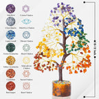 SVARAH 10-12 Inch Seven Chakra Crystal Tree with 300+ Beads | Handmade Feng Shui Money Tree for Positive Energy, Good Luck, Spiritual Chakra Activation, Gemstone Healing | Best Gift Home Décor