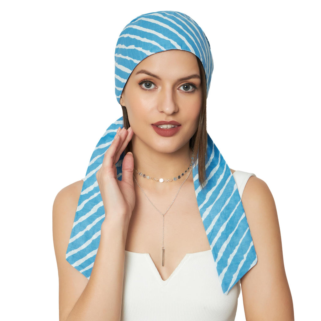 The Headscarves Beautifull Cotton Printed Headwraps Headscarf for Women Free Size SkyBlue