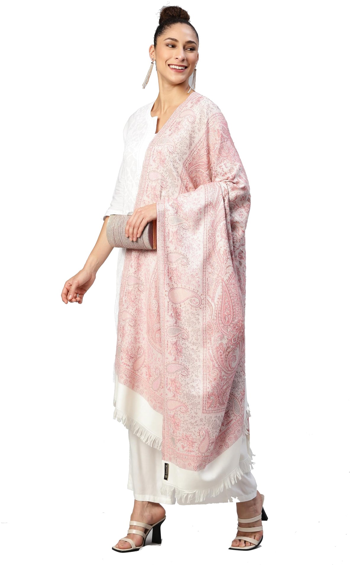 Weavers Villa Women Pashmina Shawl (Cream, Large)