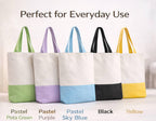 Lify Heavy Duty Cotton Canvas Tote Bag Grocery Shopping Bag, Cotton Tote Bags eco-friendly for Schools, promotion, branding- 3 &4 Pc Pack (OW/PGREEN, OW/BP &OW/Yellow & OW/BLUE- 4Piece Pack)