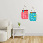 Artvibes Dream Shine Sparkle Quote Printed Wooden Wall Hanging | Quotes Decor Item | Motivational Wall Decor | Wall Poster | Graphic Art | Gift Items | Office Wall Decoration Item (WH_6804N), Set of 2