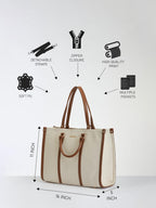 Fargo Iconic Tote Bag for Women | Vegan Leather Handbag with 15-Inch Laptop Compartment, Smooth Zip, Luxury Look | Stylish Office, College & Travel Tote | Made in India (Ivory)