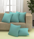 Yellow Weaves Cotton 250 TC Canvas Decorative Cushion Covers, (16 X 16 Inches), Set Of 5, Powder Blue