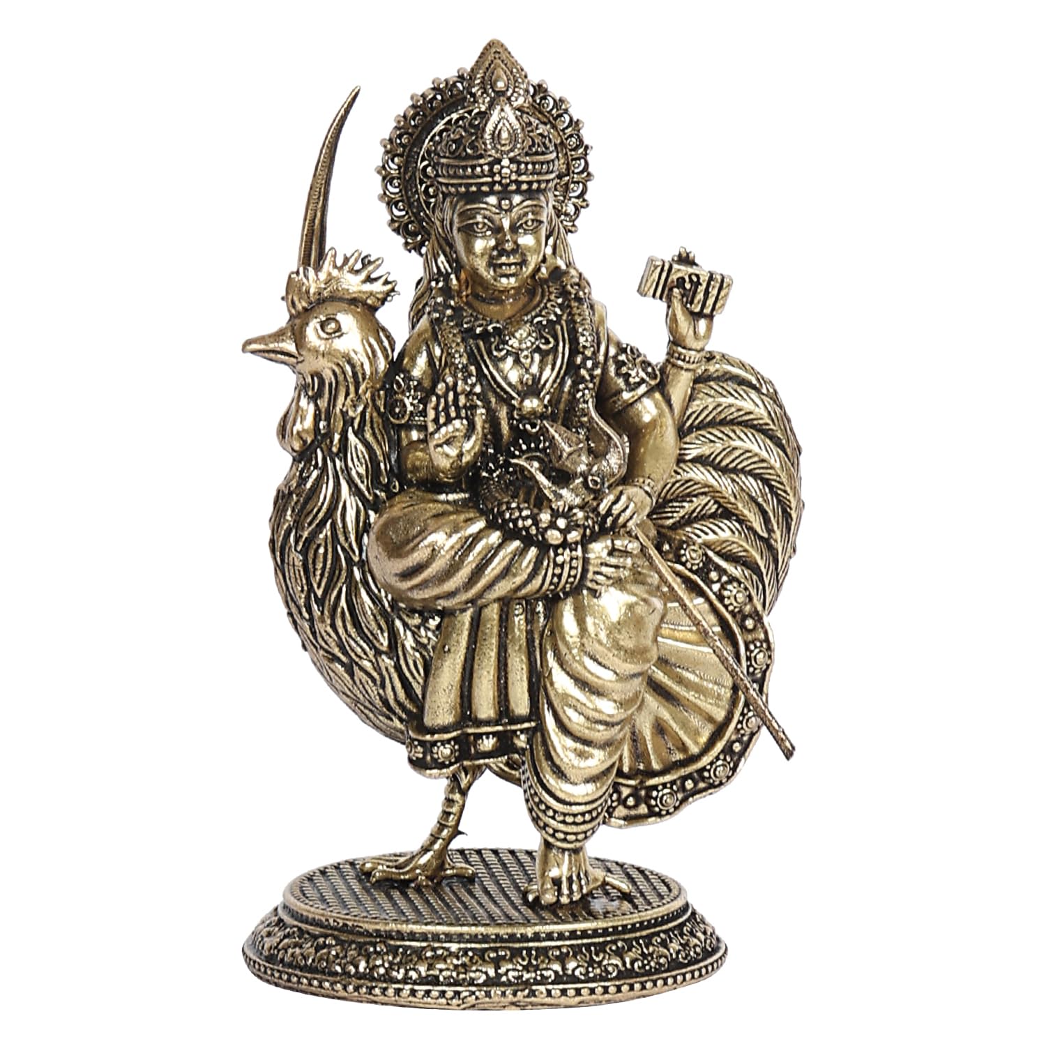 ARTVARKO Brass Goddess Bahuchara MATA Bahucharji Statue for Home Decor Puja Mandir Temple 4.5 Inch