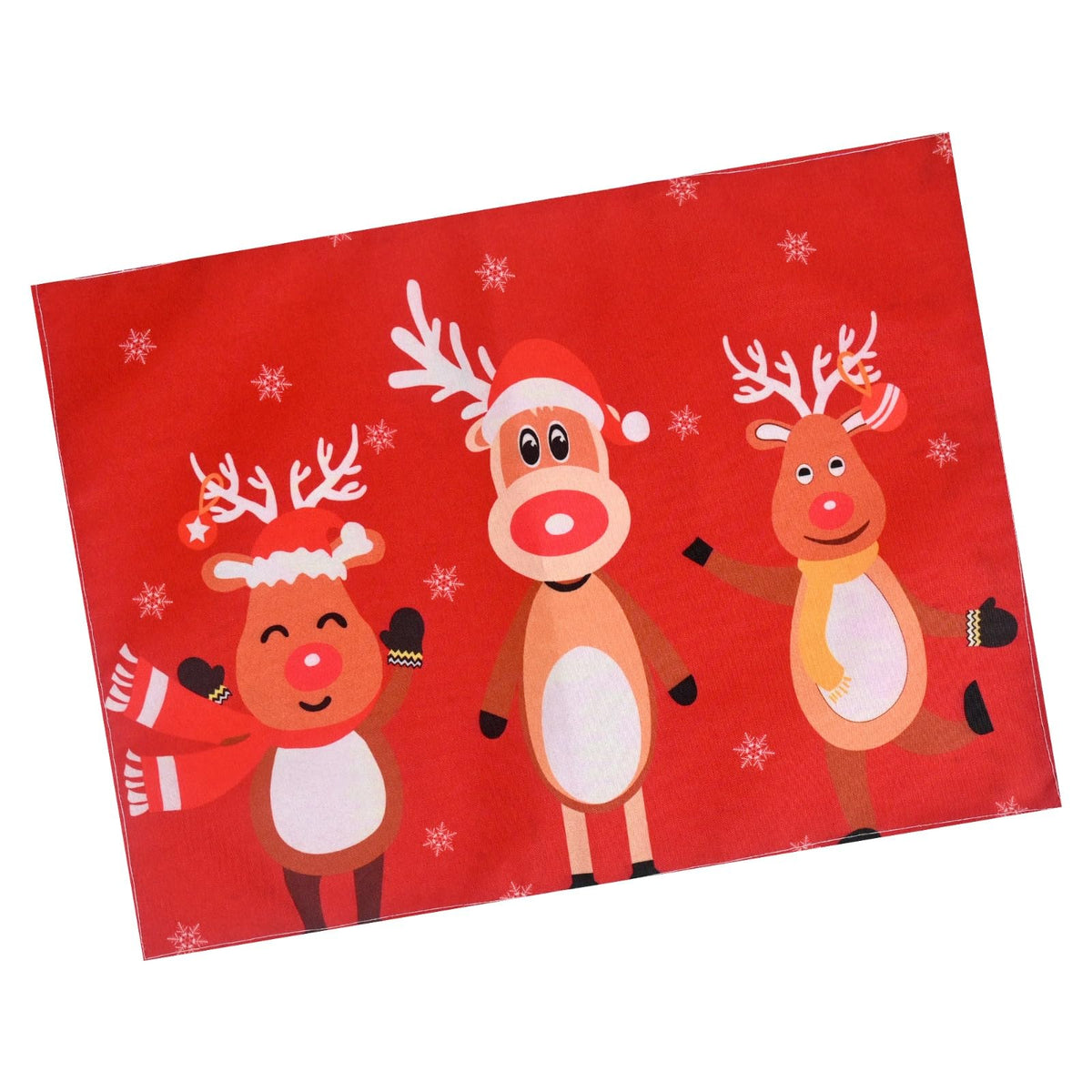 PRAKARTIK BY INDUARTS Dining Table Mats Set of 2 - Reindeer Christmas Theme,Digital Print, Washable, Indoor/Outdoor, Heat-Proof, Water Resistant, Wipe & Clean (47X33 cm) Red Kafalo