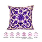 ATRANGI STUDIO Embroidered Cushion Covers - Set of 2 | Traditional Aari Embroidery | Threadwork Throw Pillow Covers with Zip Closure | Perfect for Sofa, Bed, Chair | 16x16 Inch, Violet Vibes
