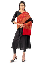 Naureen Women Faux Pashmina Kashmiri Jamawar Shawl, Warm and Soft, 40x80 inch (Maroon)