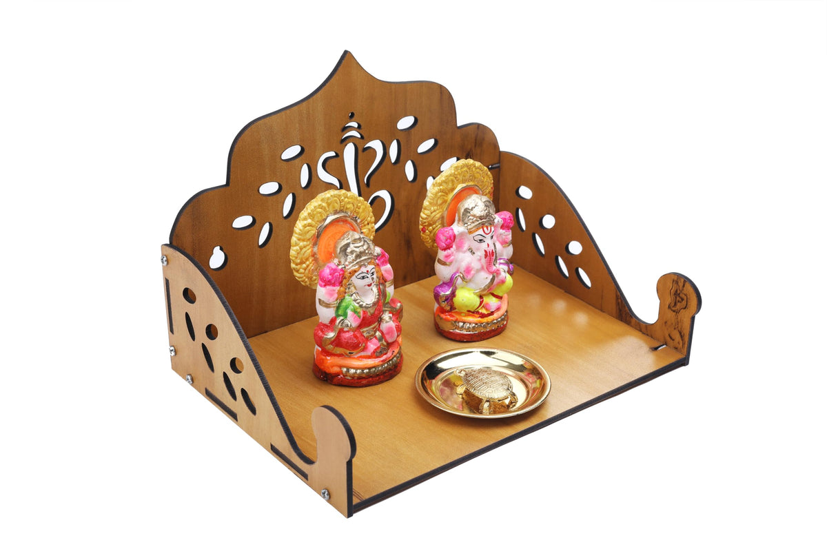 EXPRO Wooden Wall Mounted Pooja Mandir for Home & Office, Wooden Temple for Home Decor Hanging Pooja Stand for Idols | Height: 5 | DIY (Do-It-Yourself) (Height 5 | Ganesh Ji Design)