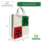 Jute Club Printed Canvas Bag|Shopping|Office|Tiffin| Multipurpose|Eco Friendly with Zipper lock|Spacious|100% Organic Cotton Tote with Lamination-14 X16 X5 (5Pc, Angry Cats)