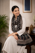 NK Textiles Women's Ajrakh Batik Hand Block Print Pure Mul Cotton Scarf/Stole (22x72)